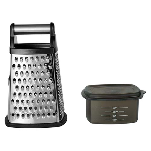 4-Sided Stainless Steel Box Grater with Detachable Storage Container