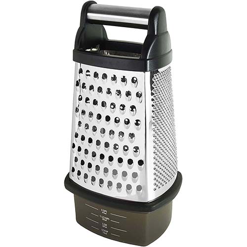 4-Sided Stainless Steel Box Grater with Detachable Storage Container